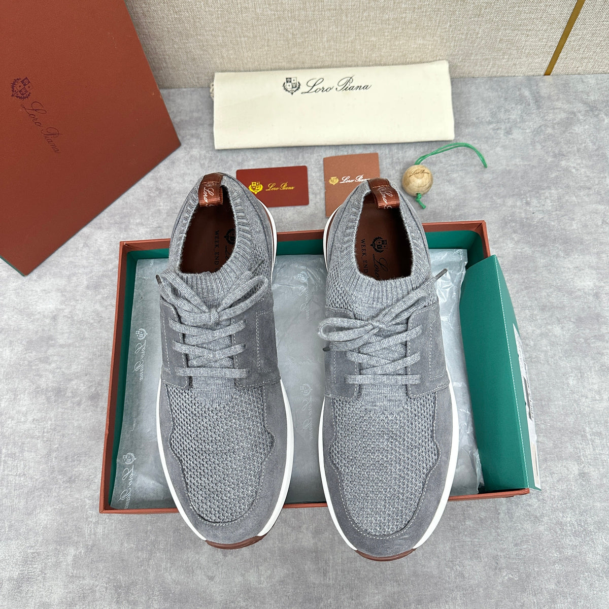 Grey Knit Contrast Sole Runner - Men's