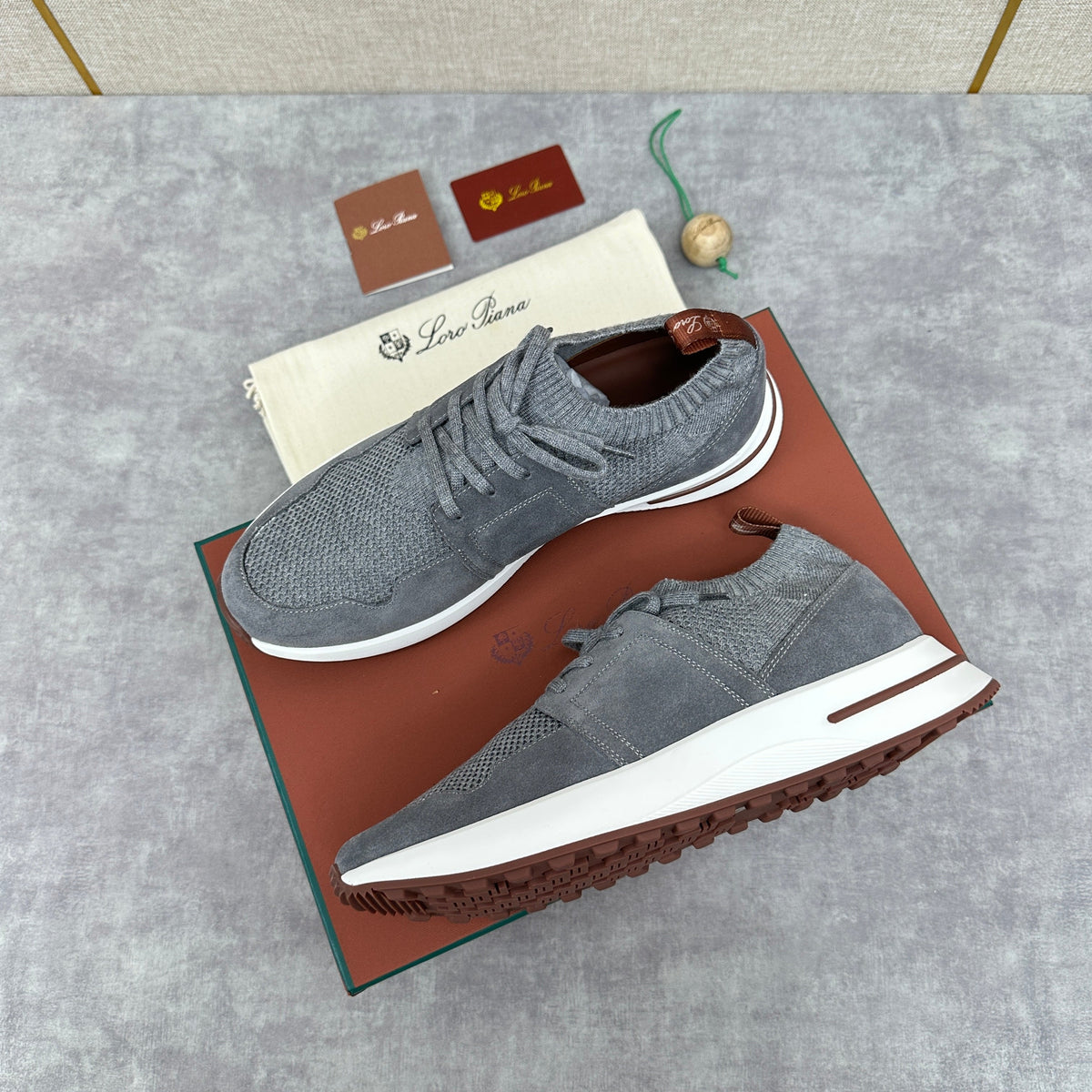 Grey Knit Contrast Sole Runner - Men's