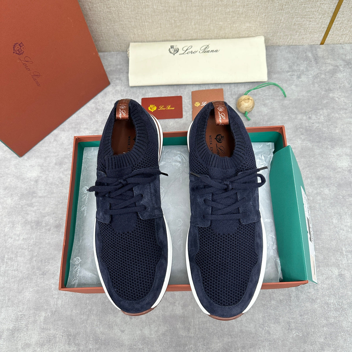 Grey Knit Contrast Sole Runner - Men's