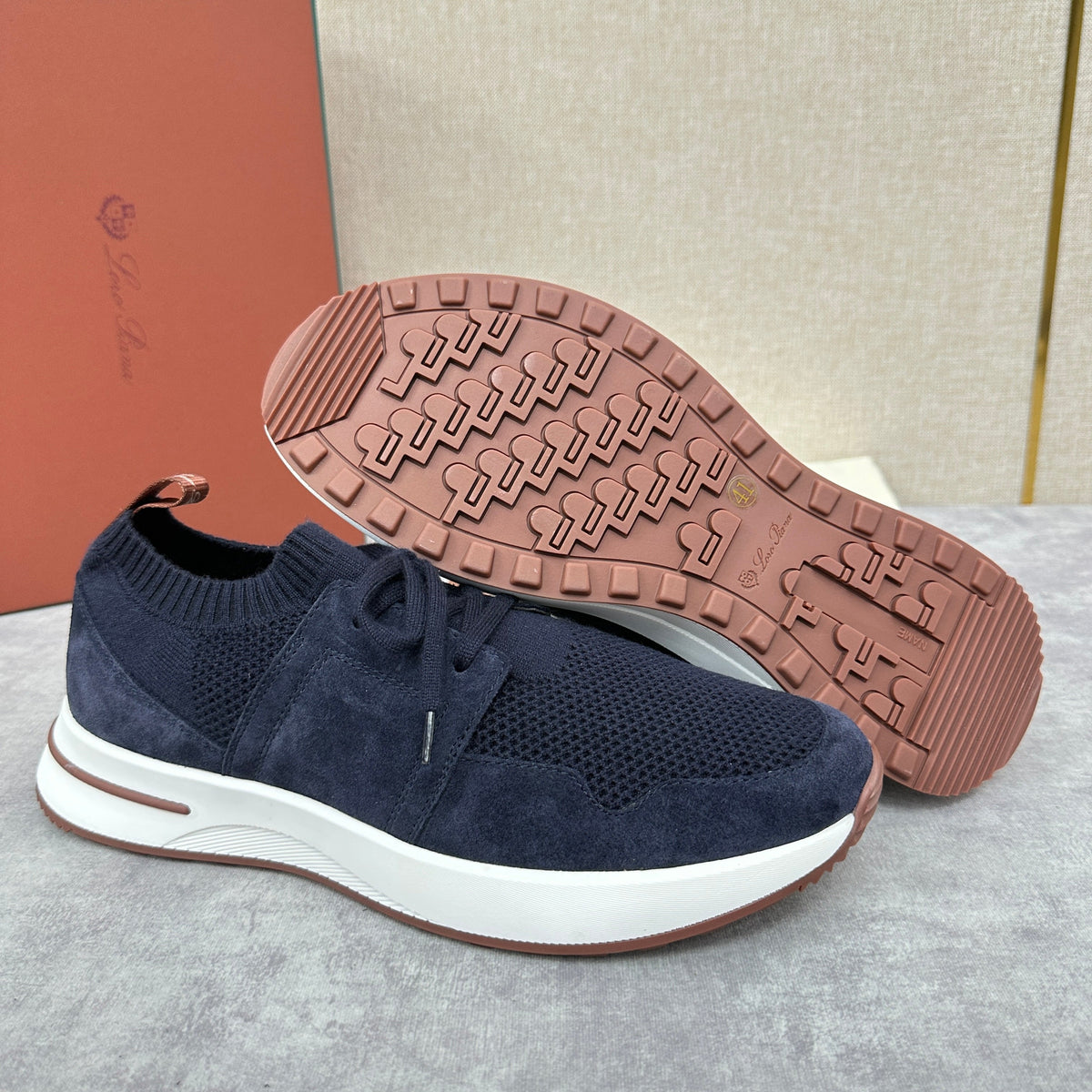 Grey Knit Contrast Sole Runner - Men's