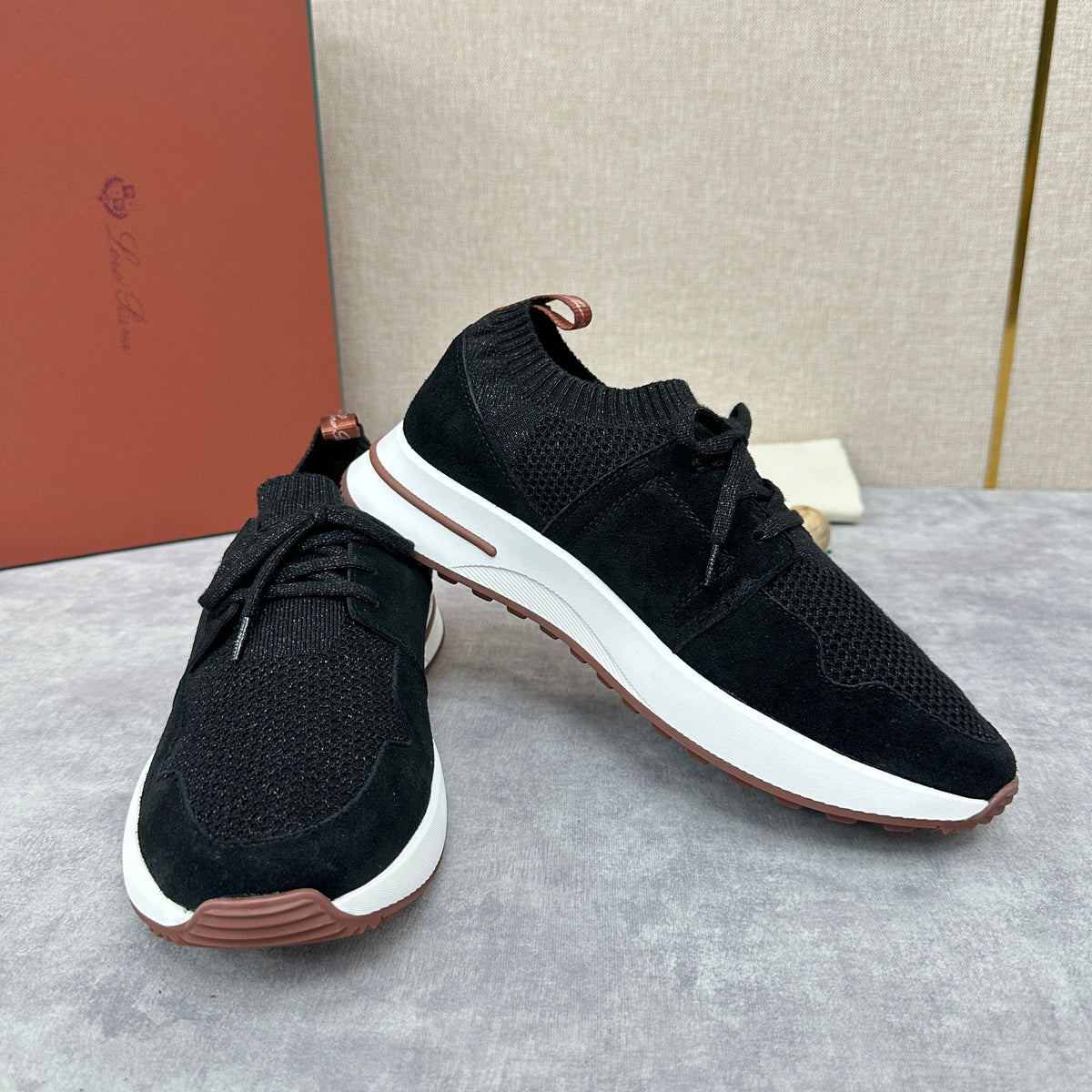 Grey Knit Contrast Sole Runner - Men's