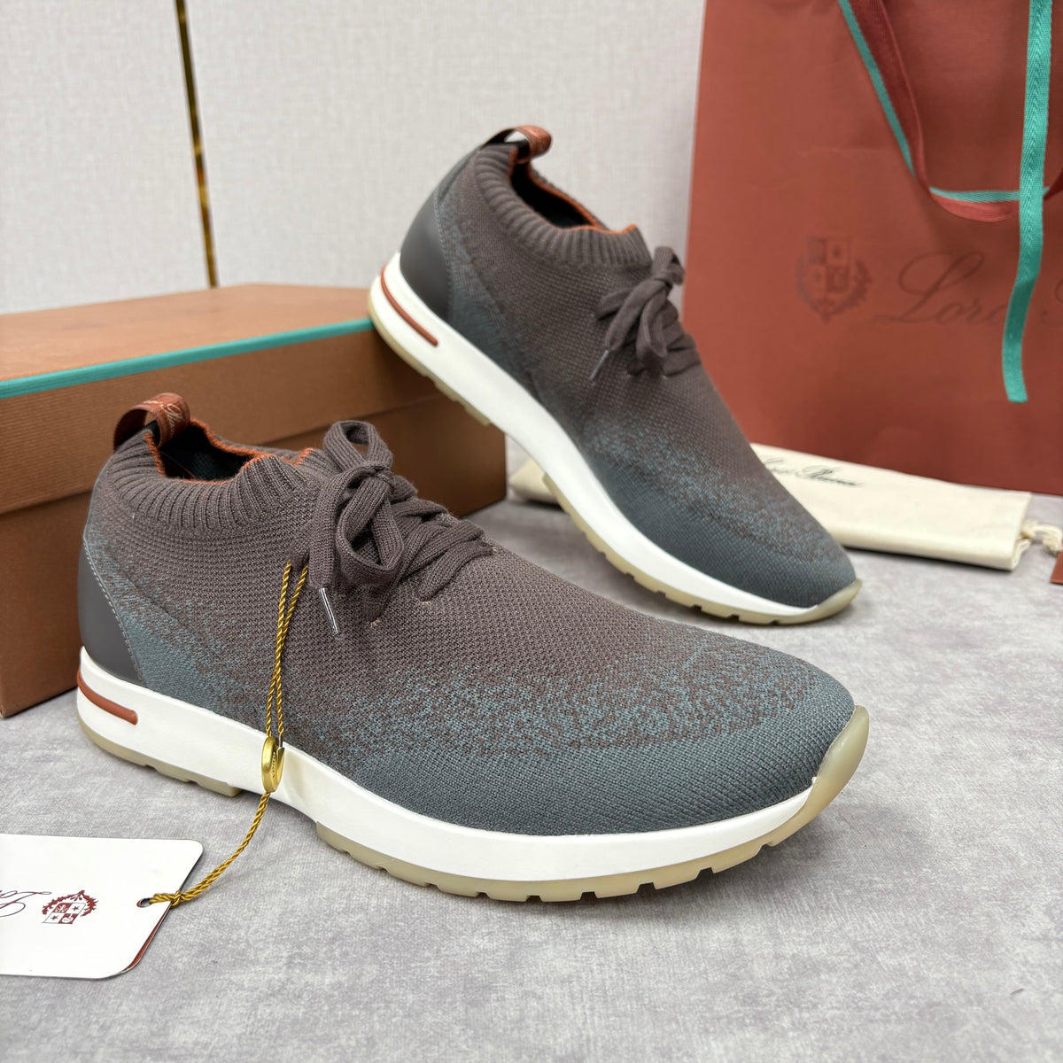 Grey Knit Tonal Sock Runner - Men's