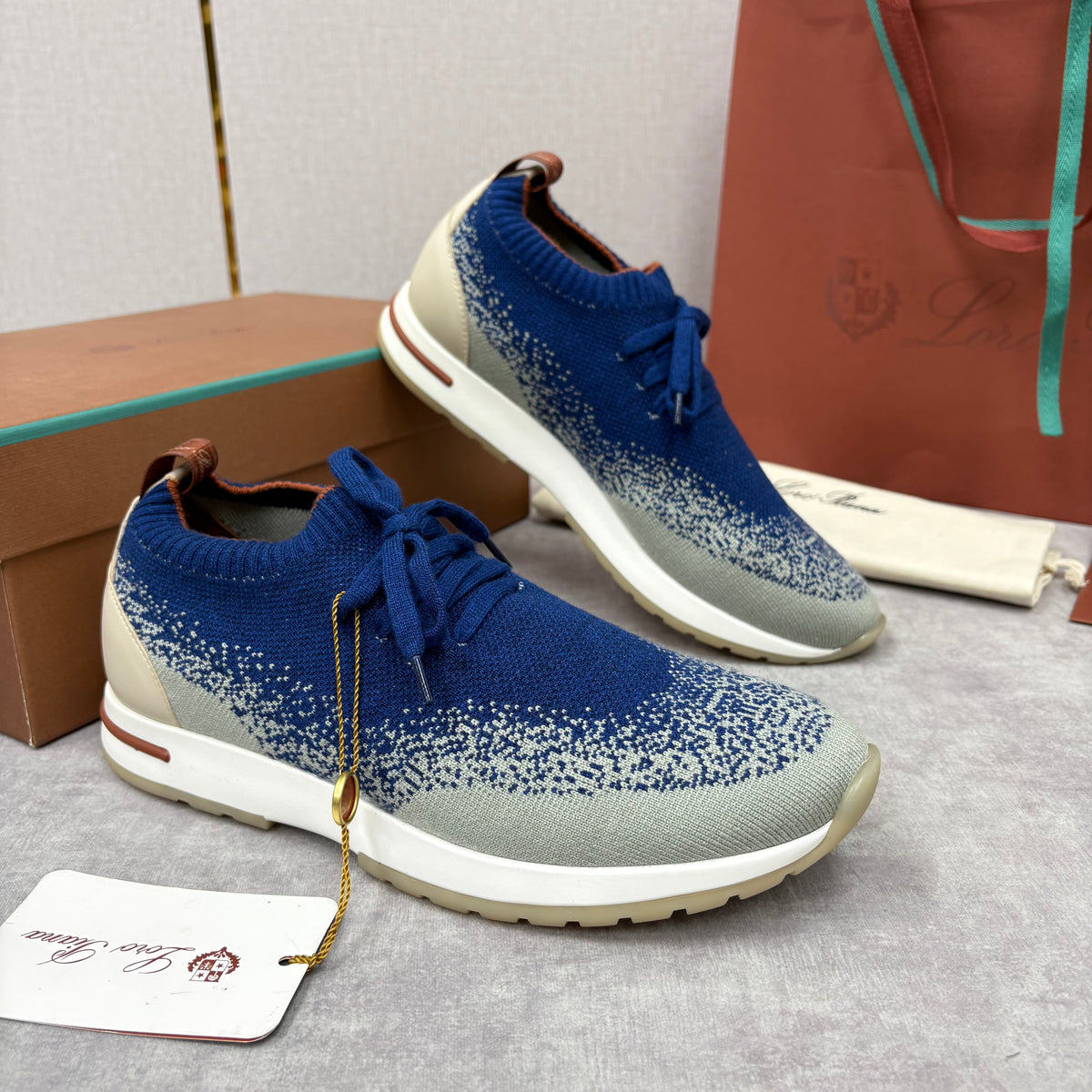 Grey Knit Tonal Sock Runner - Men's