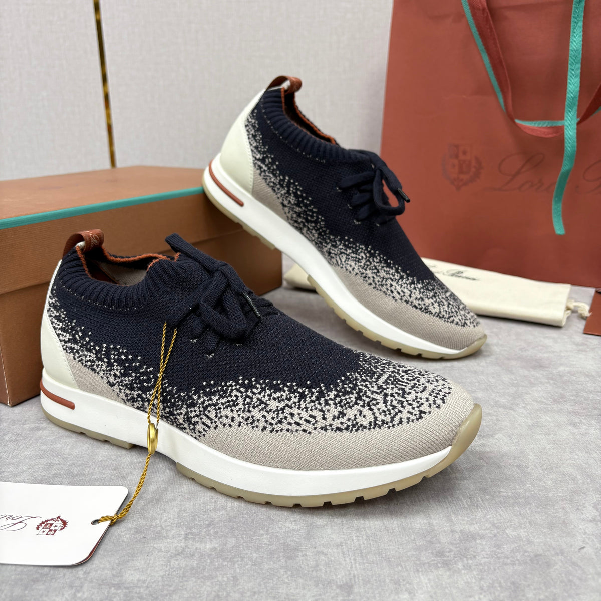 Grey Knit Tonal Sock Runner - Men's