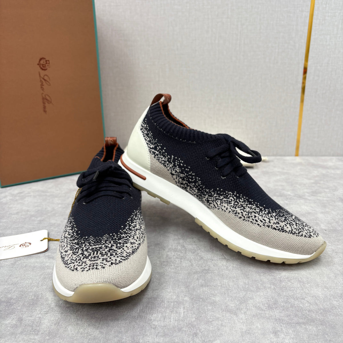 Grey Knit Tonal Sock Runner - Men's