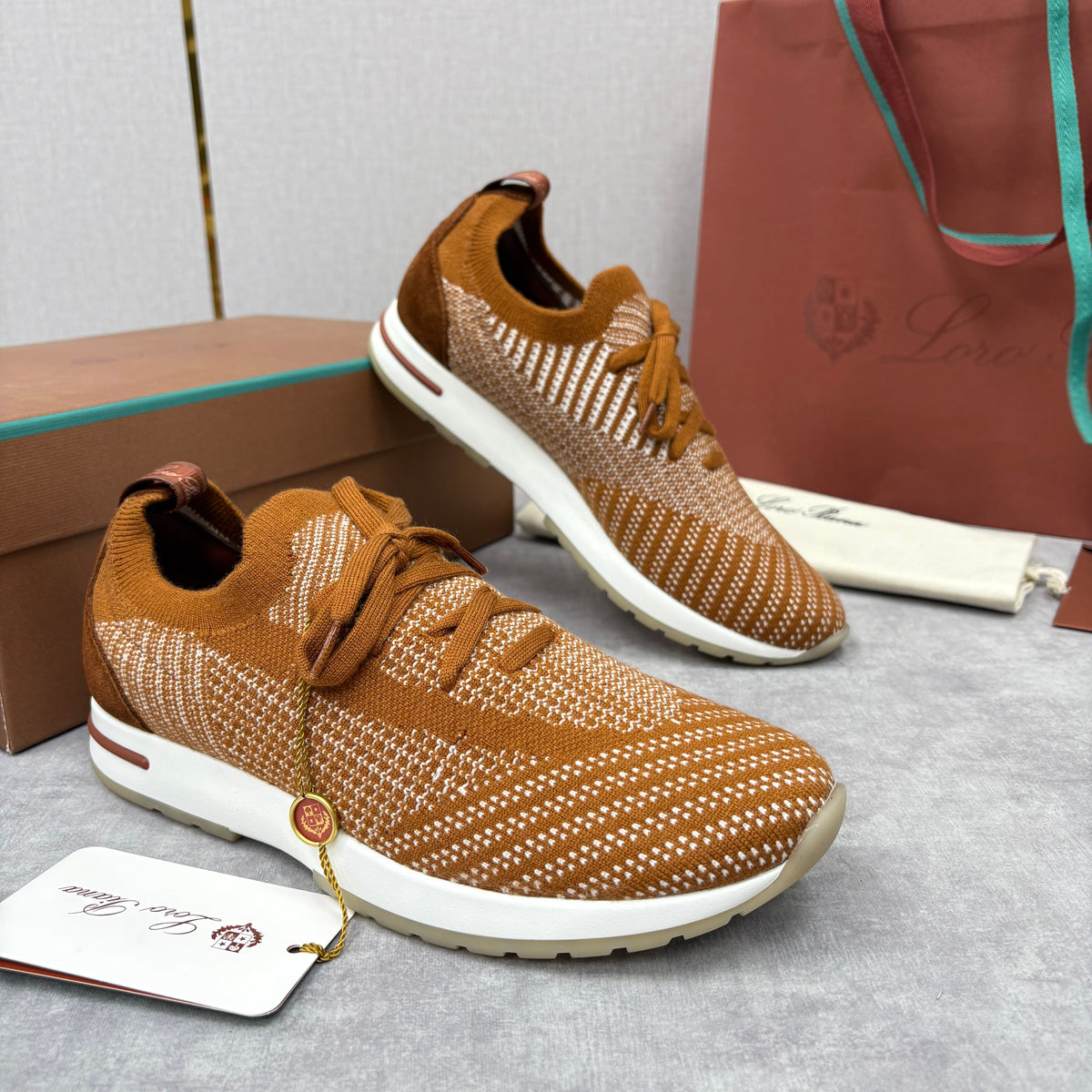 Brown Knit Woven Runner - Men's