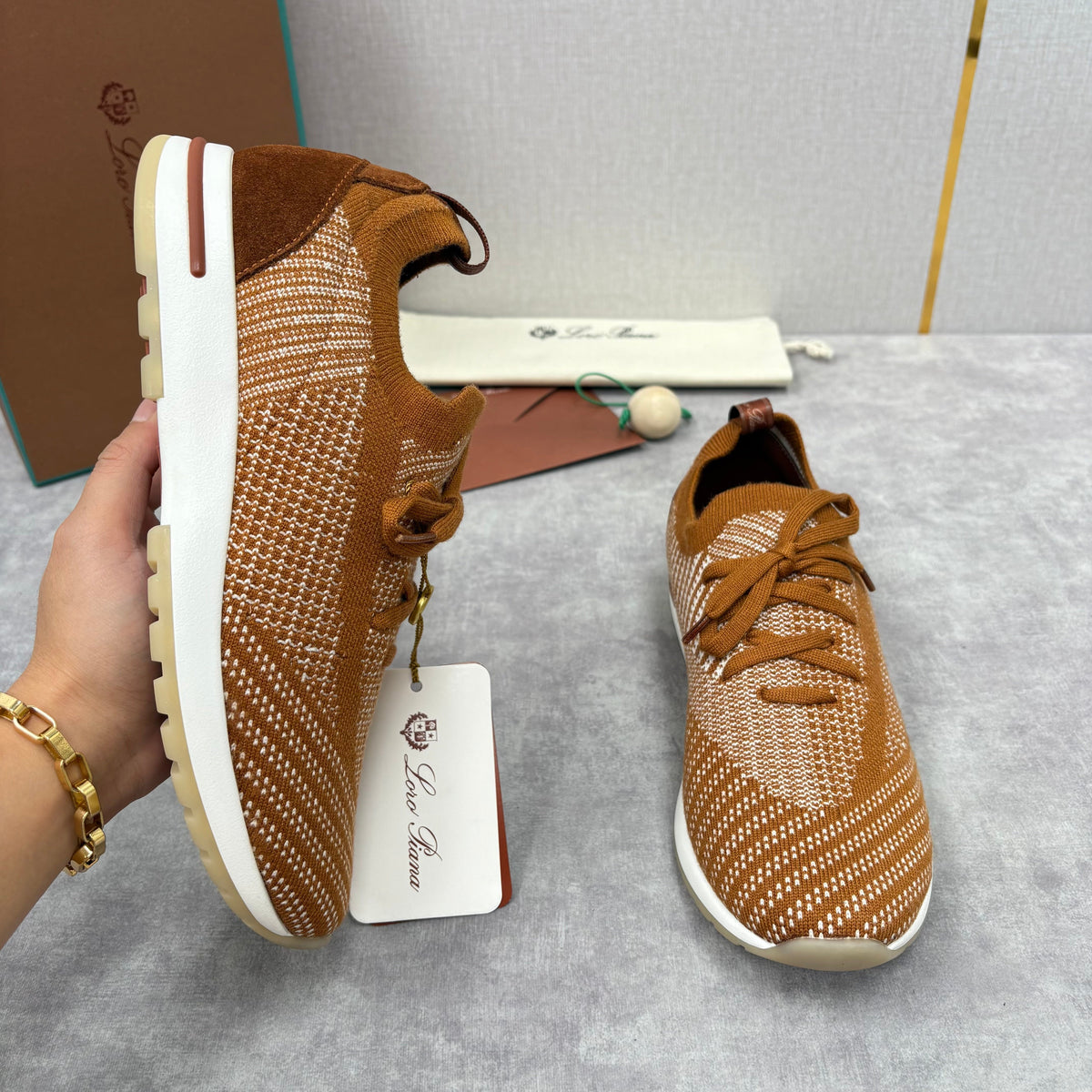 Brown Knit Woven Runner - Men's