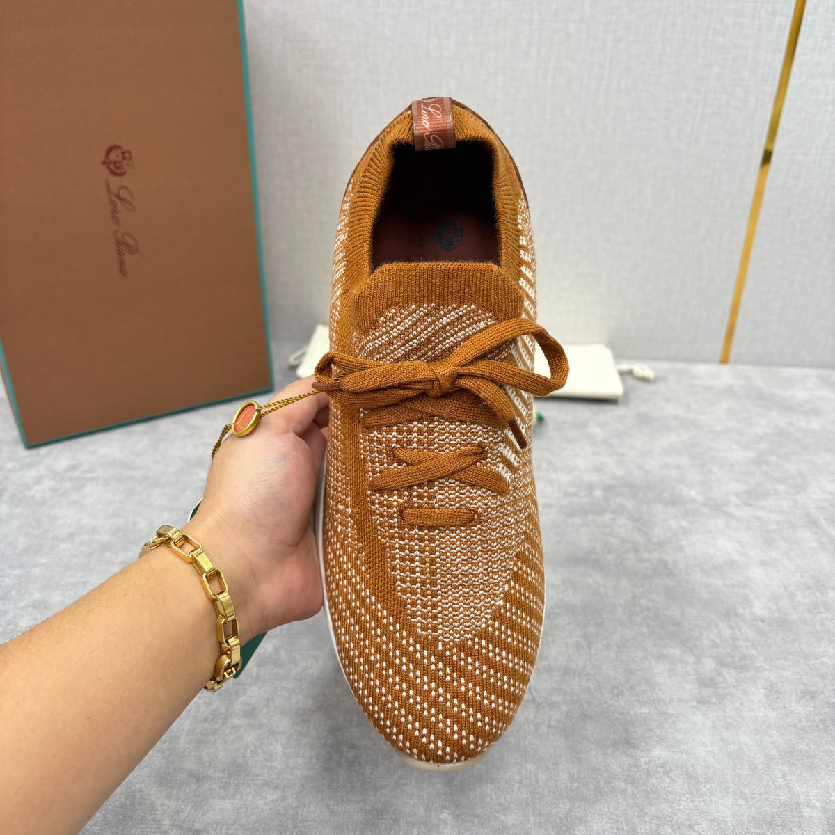 Brown Knit Woven Runner - Men's