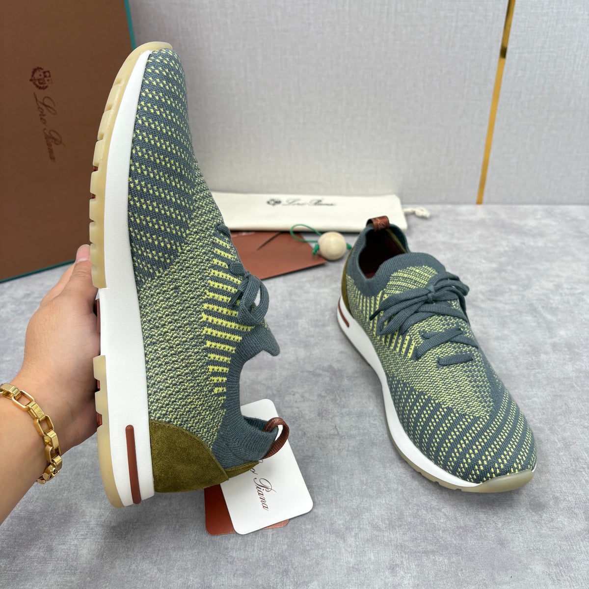 Brown Knit Woven Runner - Men's