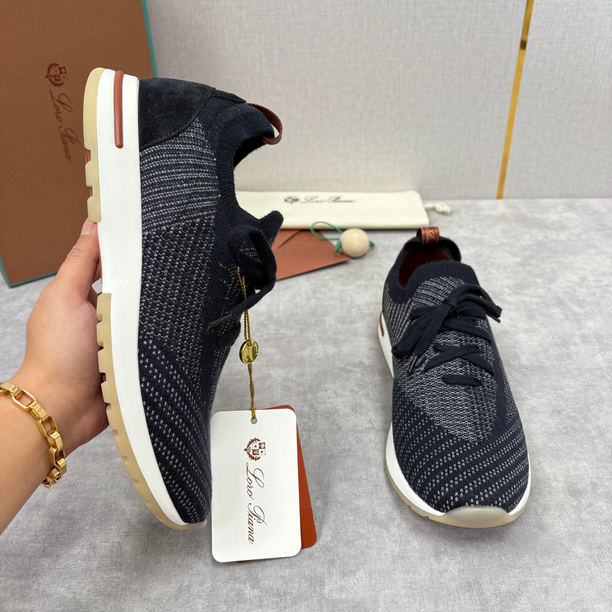 Brown Knit Woven Runner - Men's