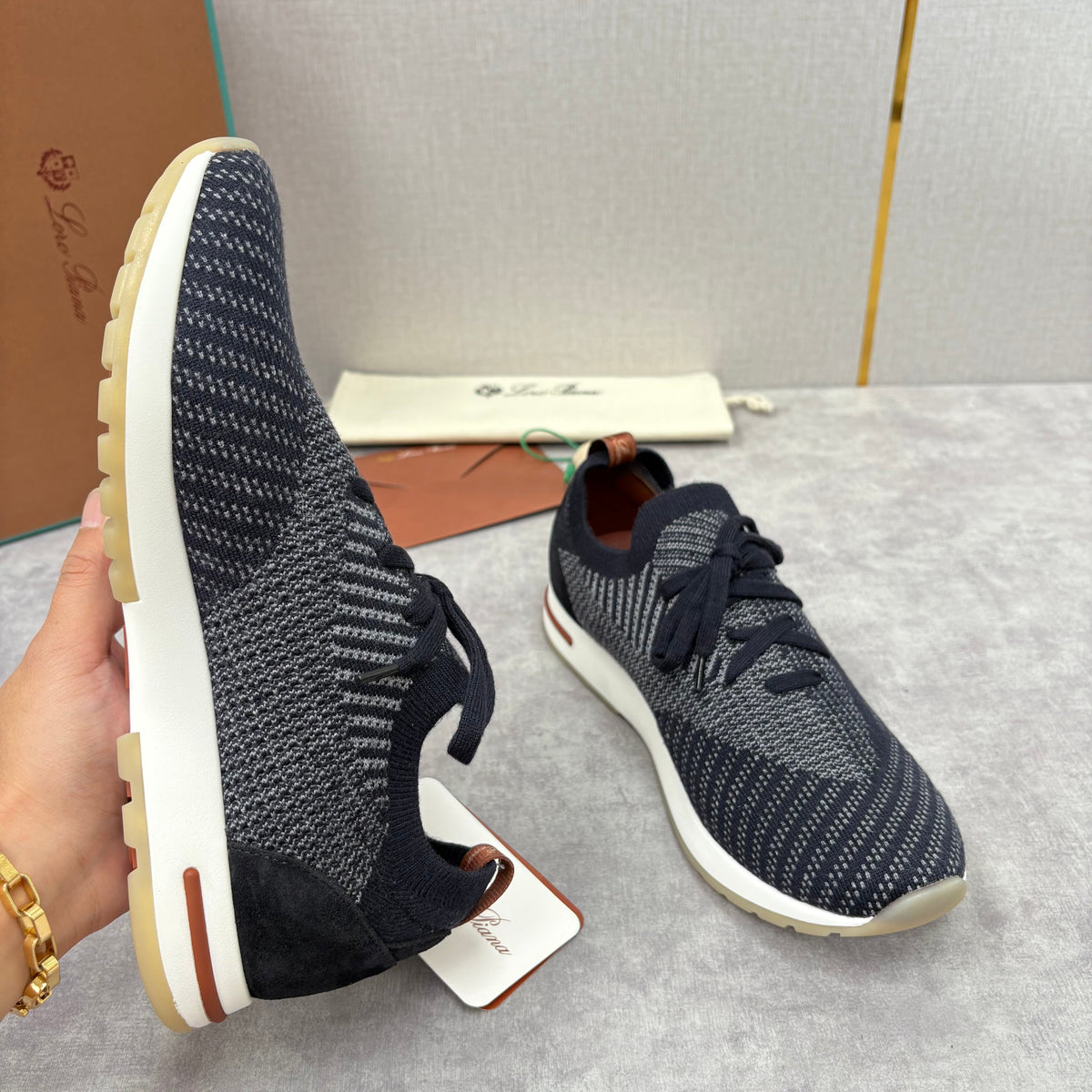 Brown Knit Woven Runner - Men's