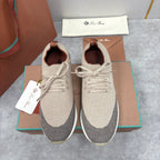 Cream Knit Panelled Runner - Men's