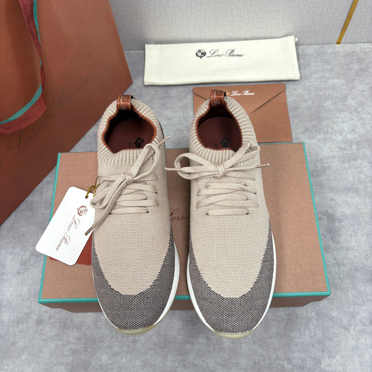 Cream Knit Panelled Runner - Men's