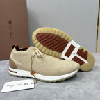 Cream Knit Panelled Runner - Men's