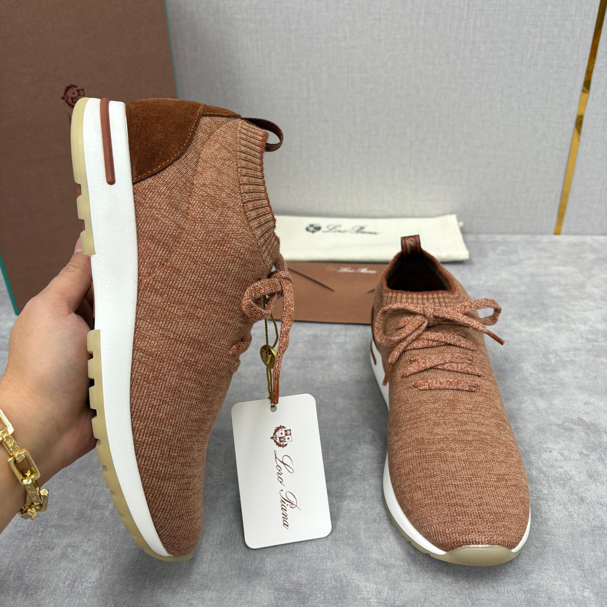 Brown Knit Tonal Sock Runner - Men's