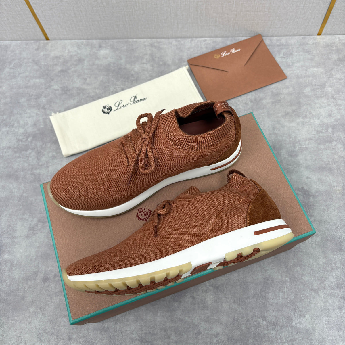 Brown Knit Tonal Sock Runner - Men's