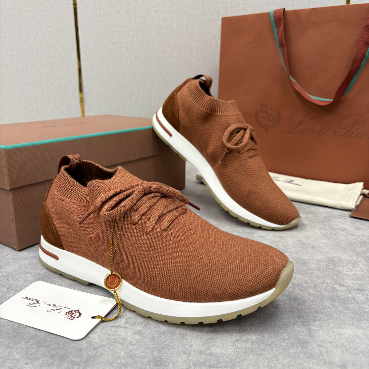 Brown Knit Tonal Sock Runner - Men's
