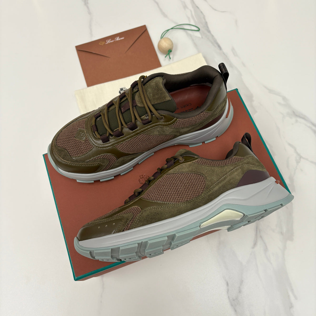 Olive Mesh Panelled Runner - Men's