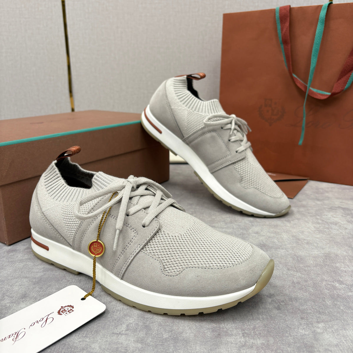 Cream Knit Contrast Sole Runner - Men's