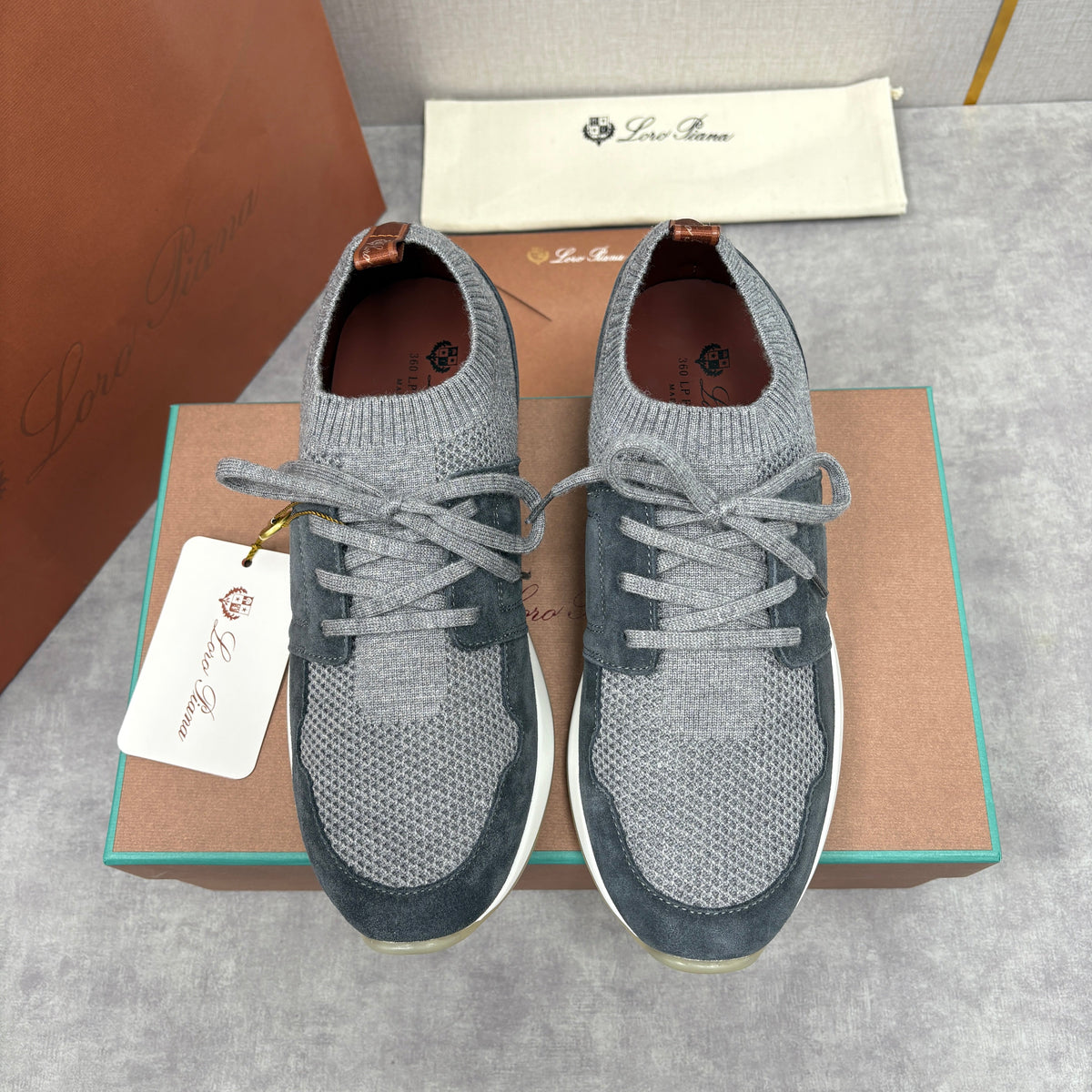Grey Knit Panelled Runner - Men's