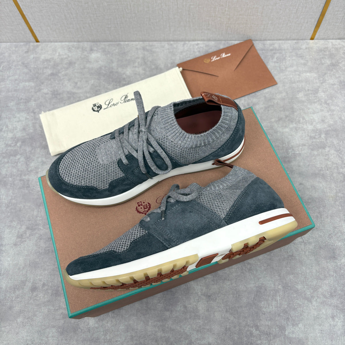 Grey Knit Panelled Runner - Men's