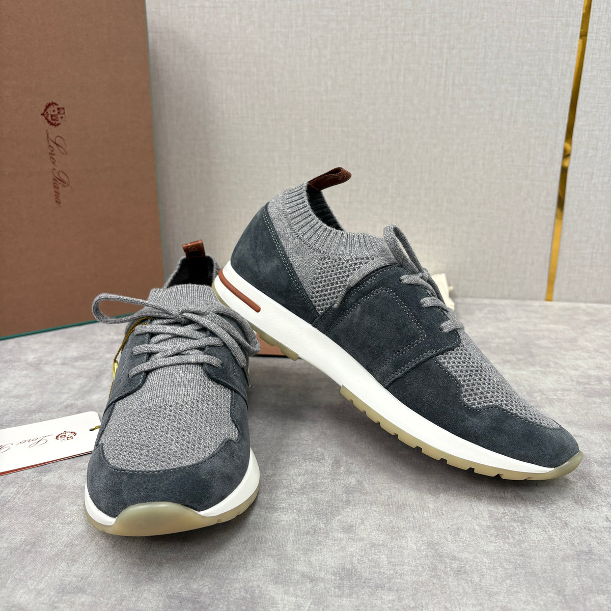 Grey Knit Panelled Runner - Men's