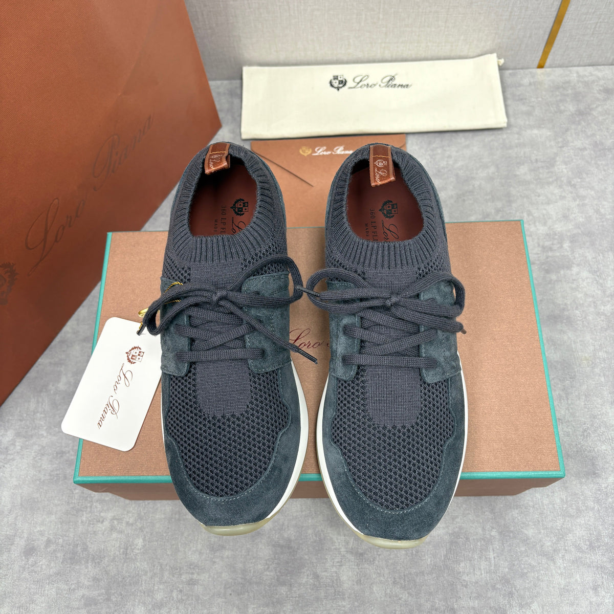 Grey Knit Panelled Runner - Men's