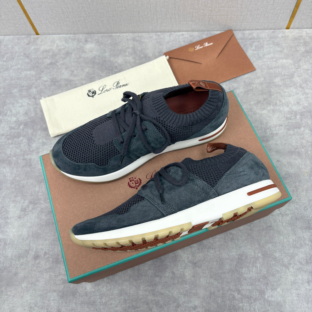 Grey Knit Panelled Runner - Men's