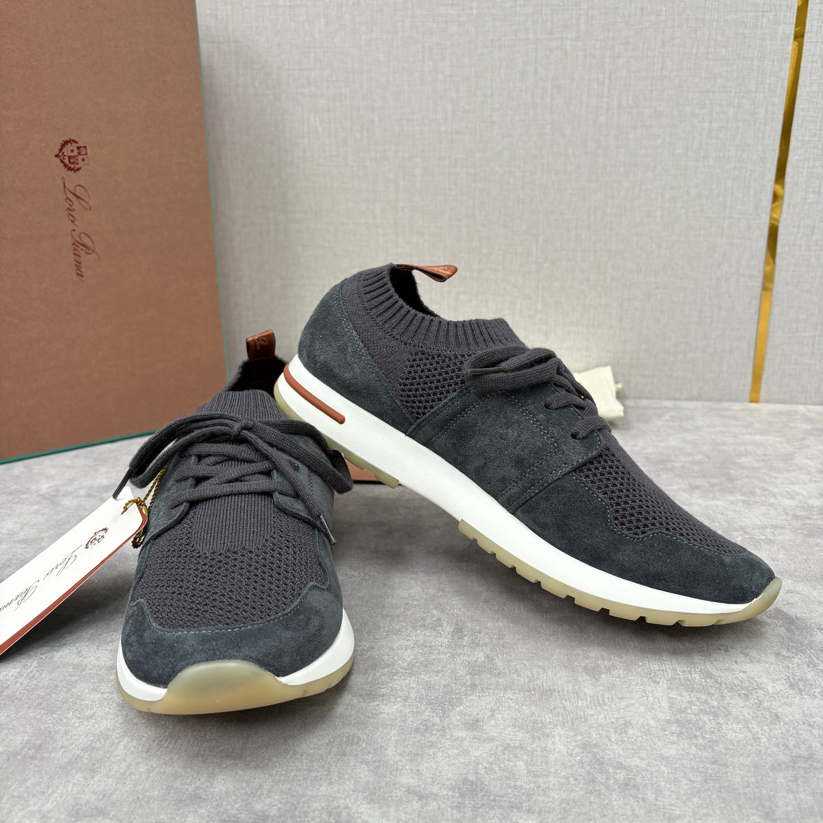 Grey Knit Panelled Runner - Men's