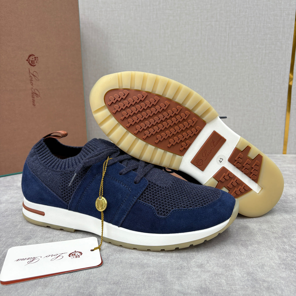 Grey Knit Panelled Runner - Men's
