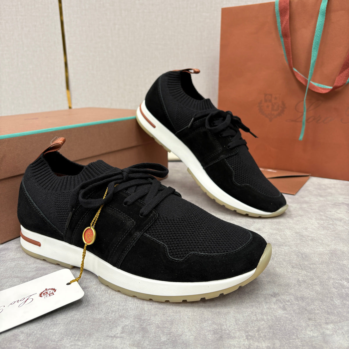 Grey Knit Panelled Runner - Men's