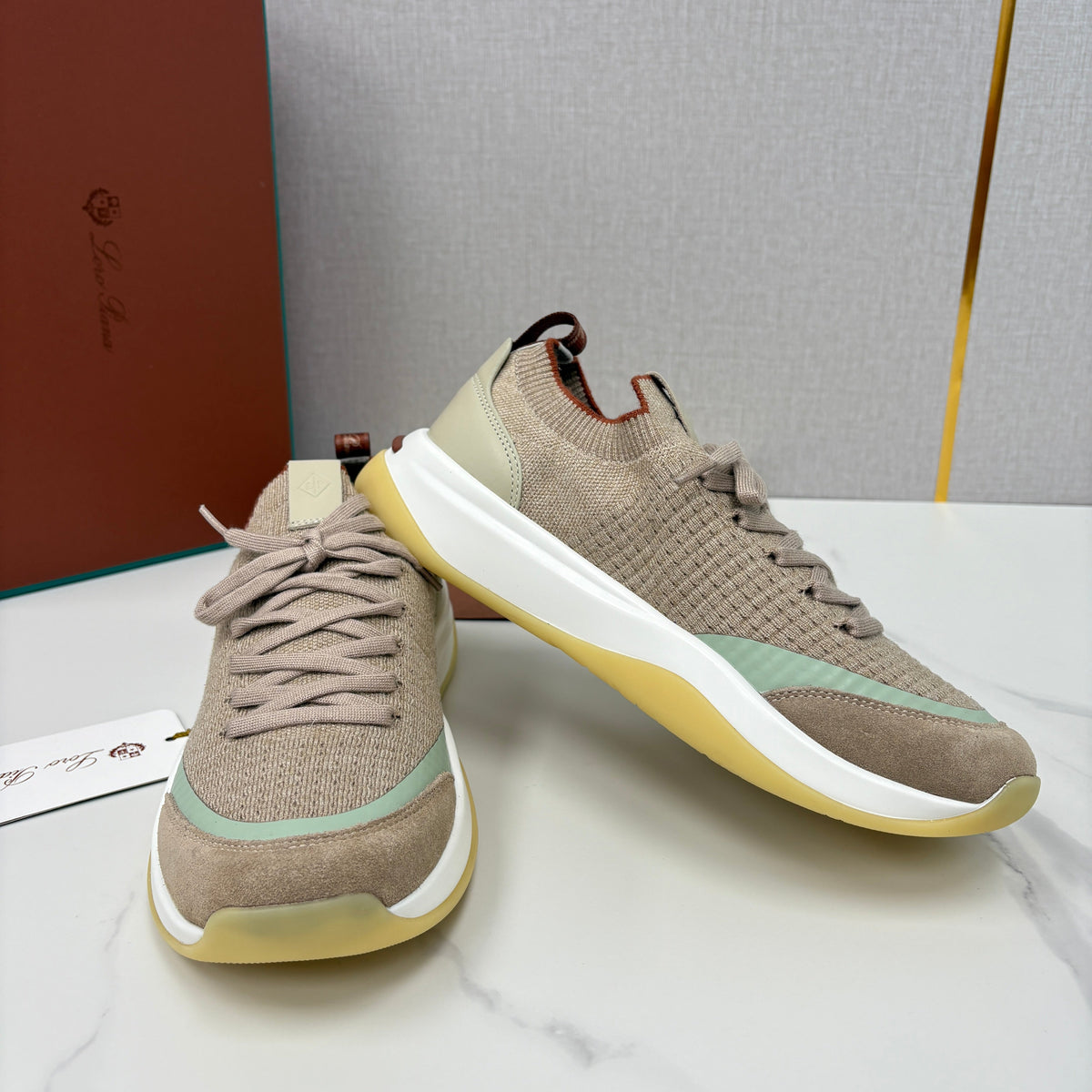 Sand Chocolate Dark Brown and Beige Sneakers - Men's