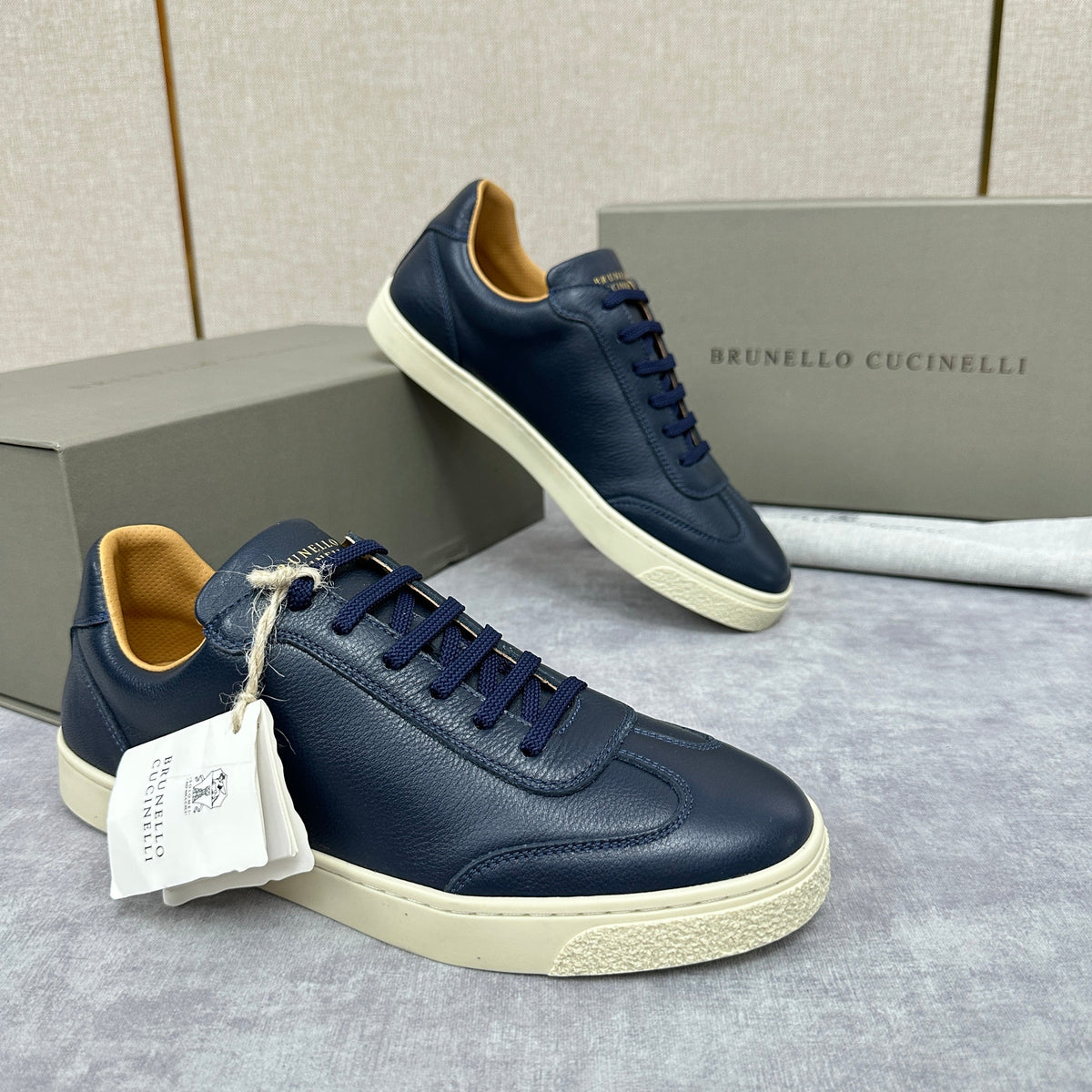 White Leather Cupsole Low-Top - Men's