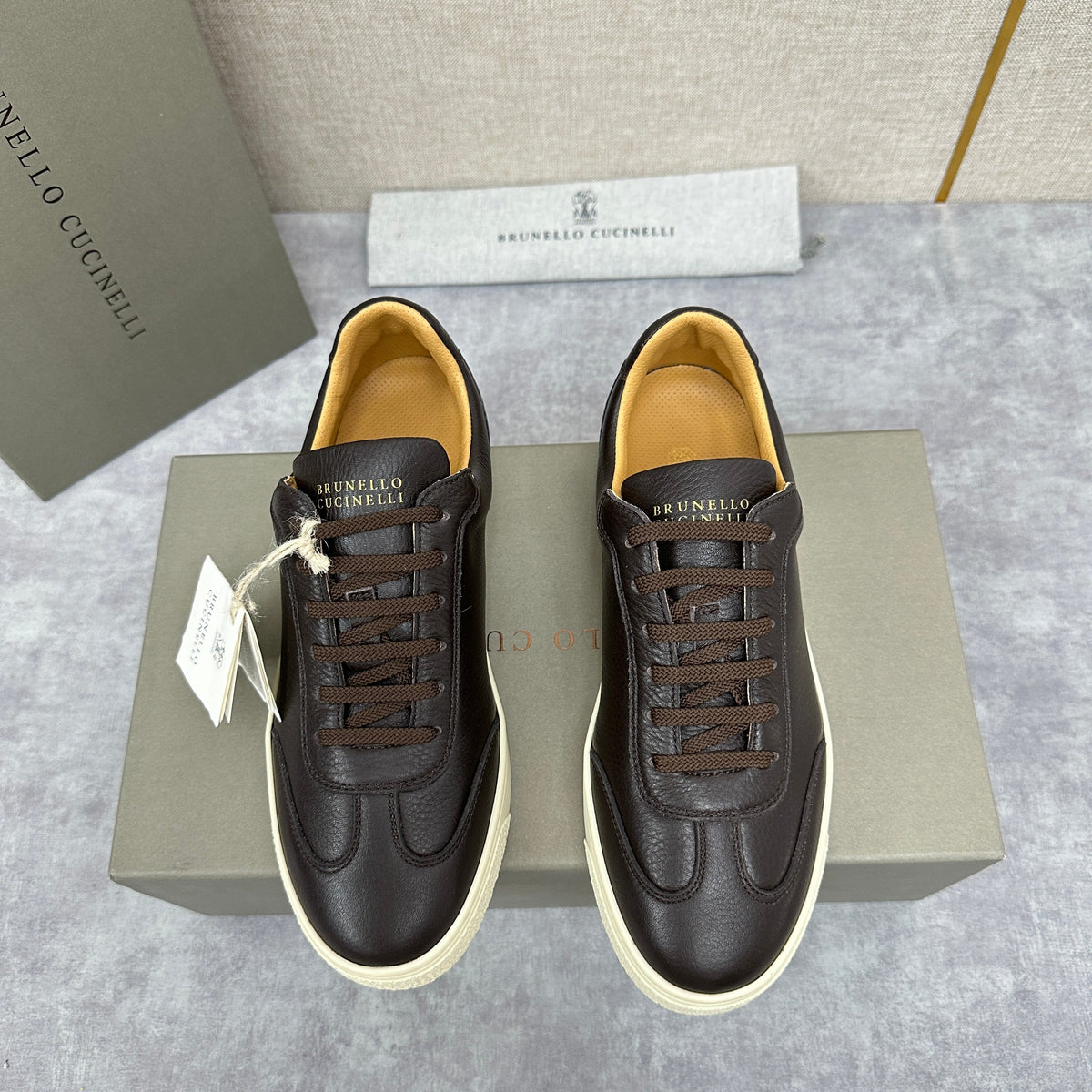 White Leather Cupsole Low-Top - Men's