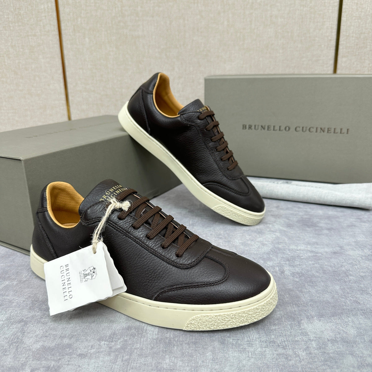 White Leather Cupsole Low-Top - Men's