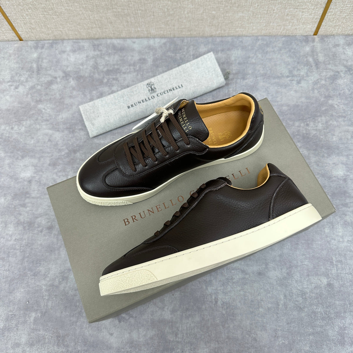 White Leather Cupsole Low-Top - Men's
