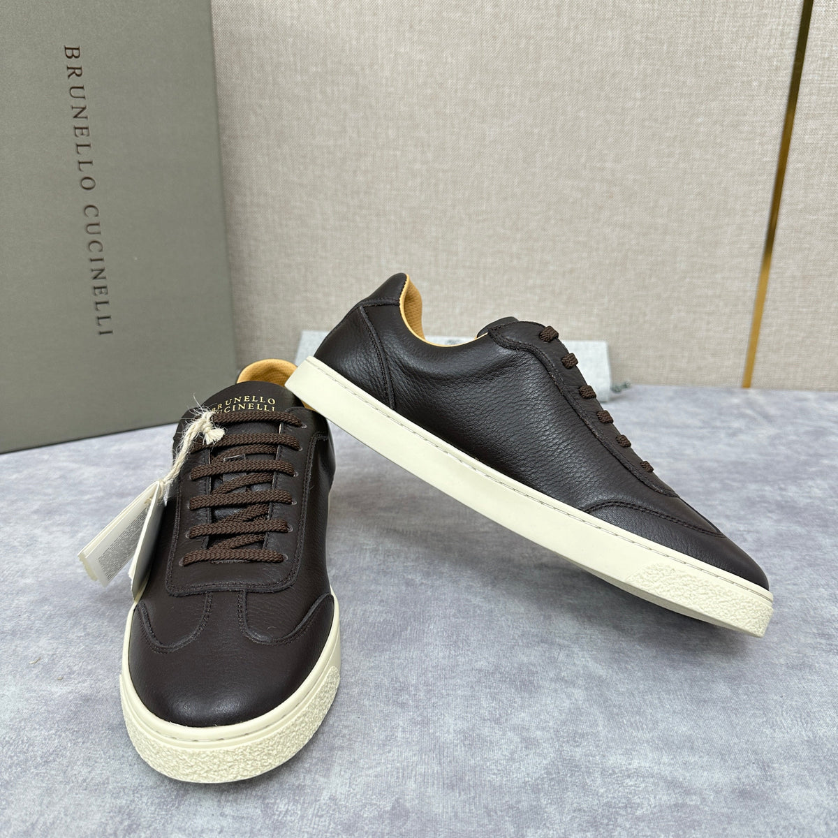 White Leather Cupsole Low-Top - Men's