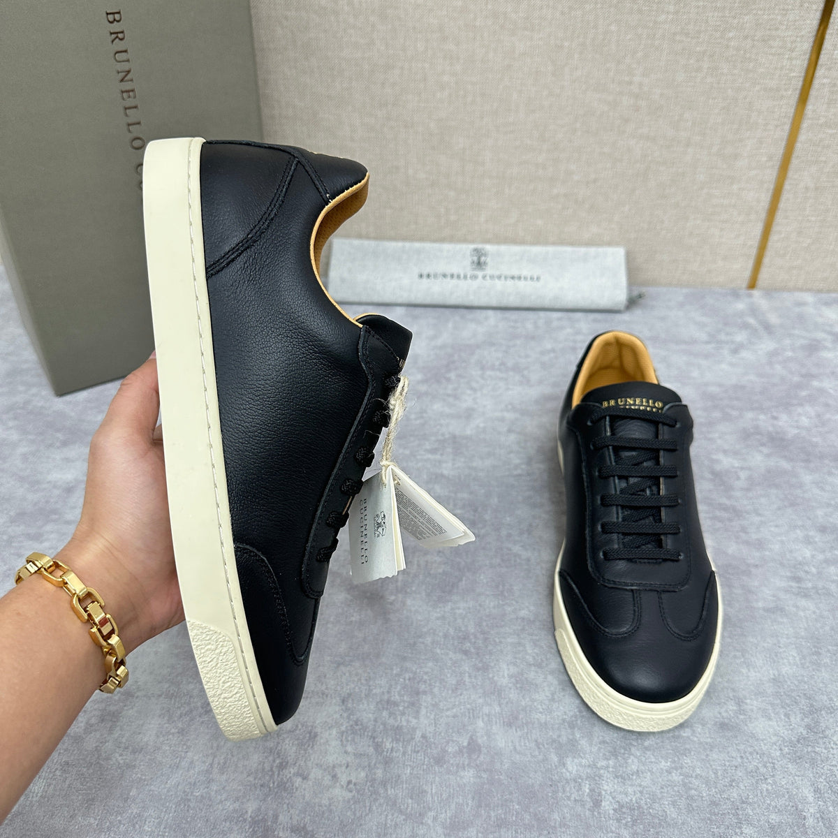 White Leather Cupsole Low-Top - Men's