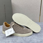 Beige Suede Cupsole Low-Top - Men's