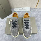 Beige Suede Cupsole Low-Top - Men's