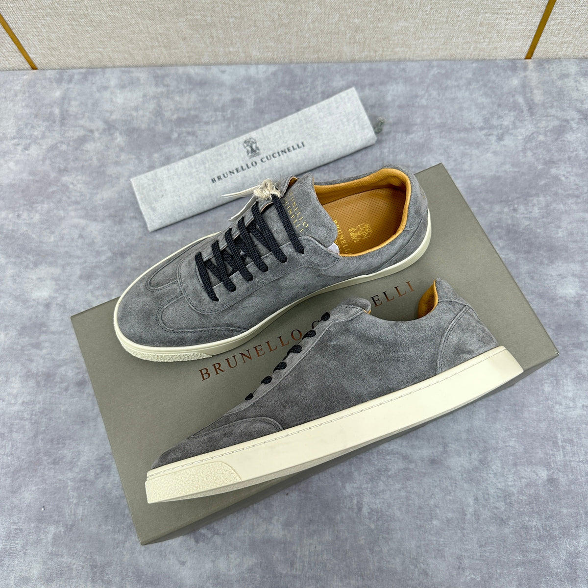Beige Suede Cupsole Low-Top - Men's