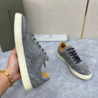 Beige Suede Cupsole Low-Top - Men's