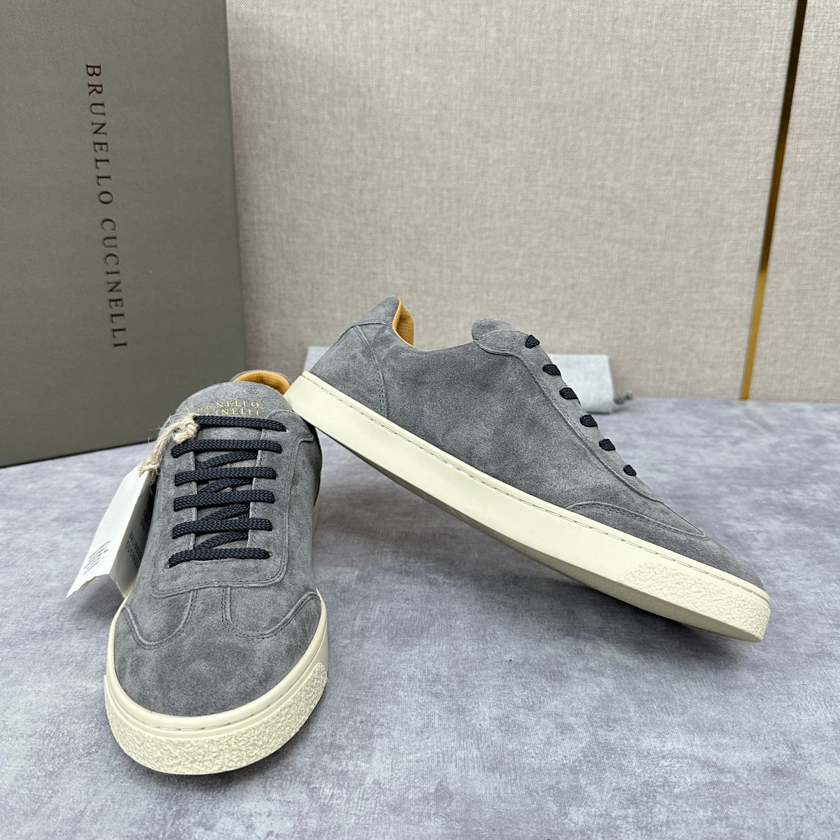 Beige Suede Cupsole Low-Top - Men's