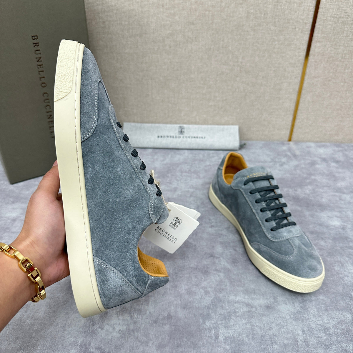 Blue Suede Cupsole Low-Top - Men's