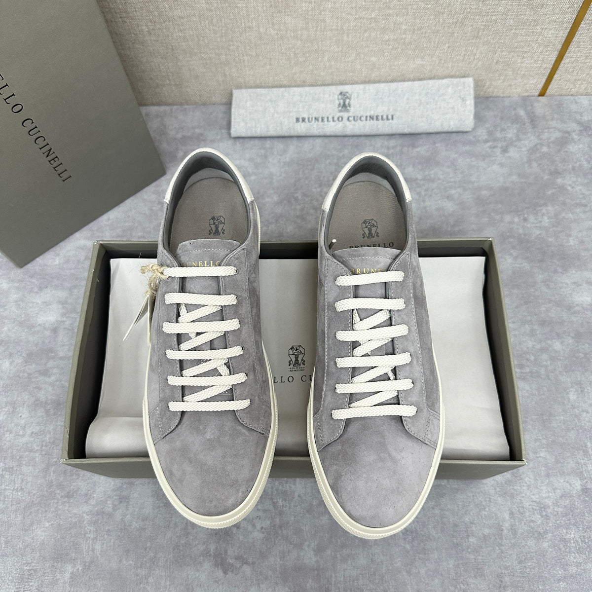 Grey Suede Cupsole Low-Top - Men's