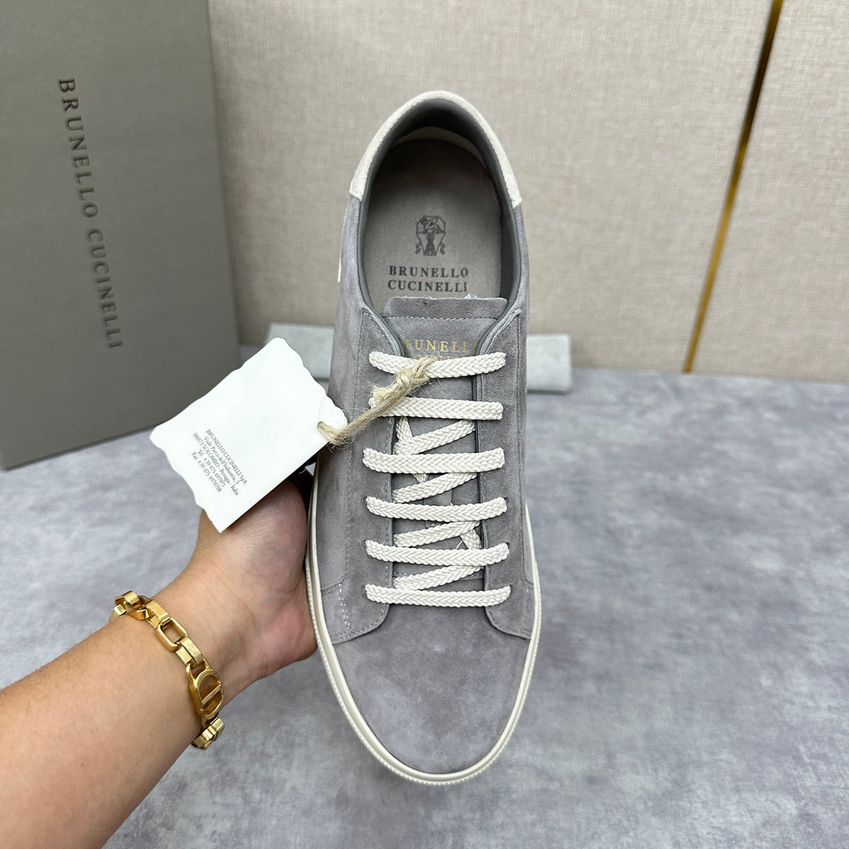 Grey Suede Cupsole Low-Top - Men's