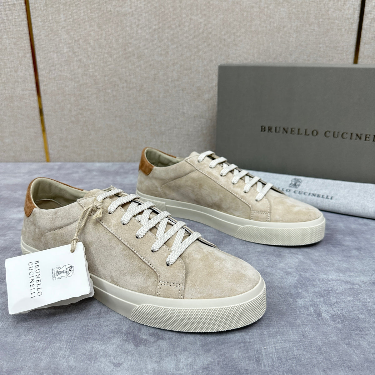 Grey Suede Cupsole Low-Top - Men's