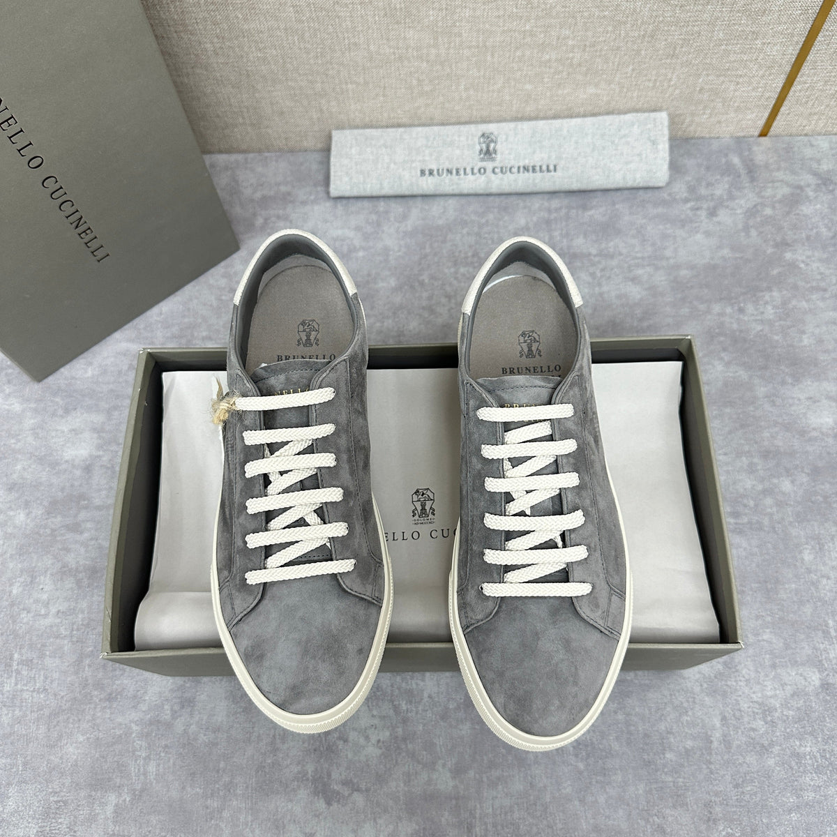Grey Suede Cupsole Low-Top - Men's