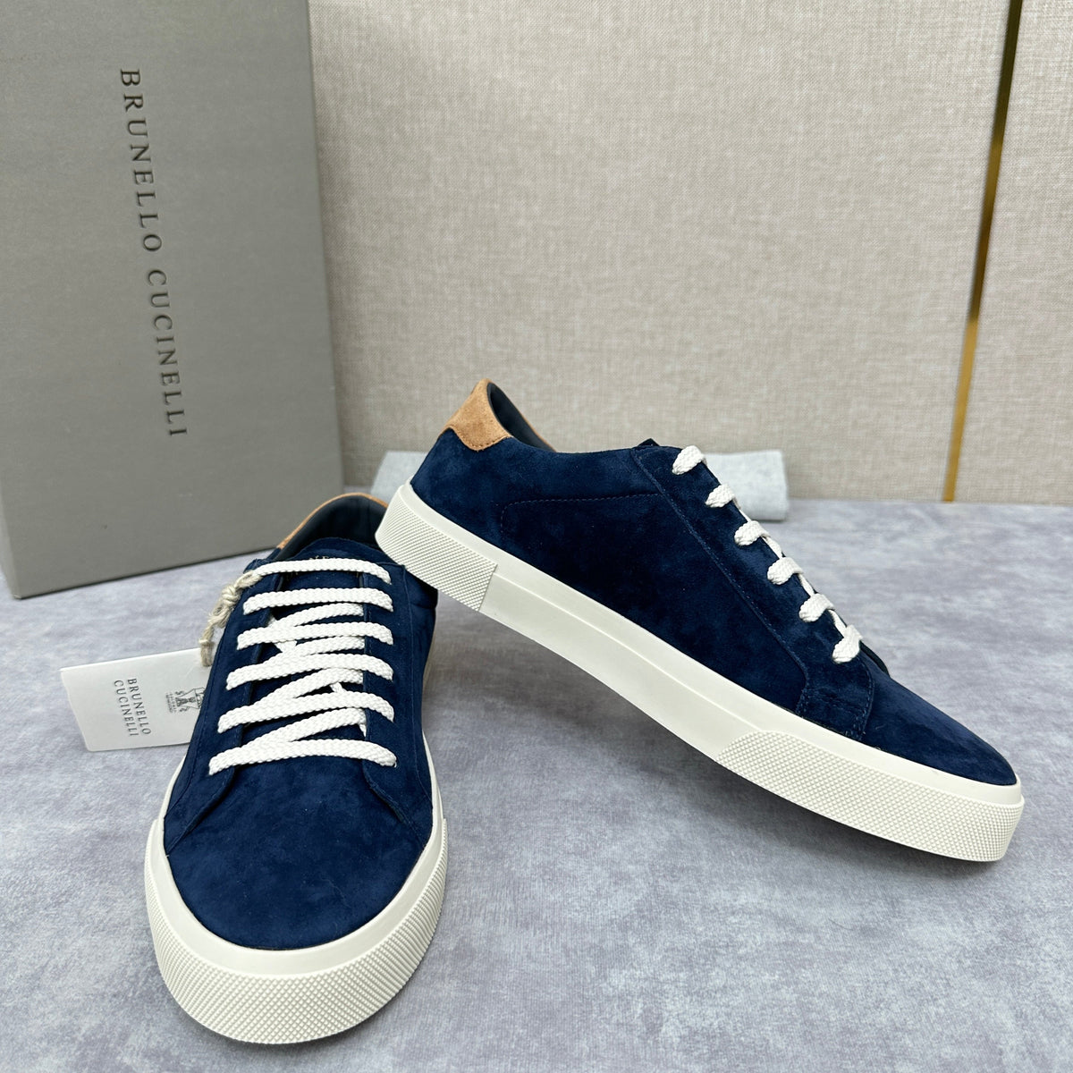 Grey Suede Cupsole Low-Top - Men's