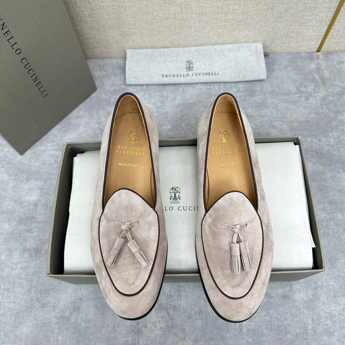 Grey Suede Tassel Loafer - Men's